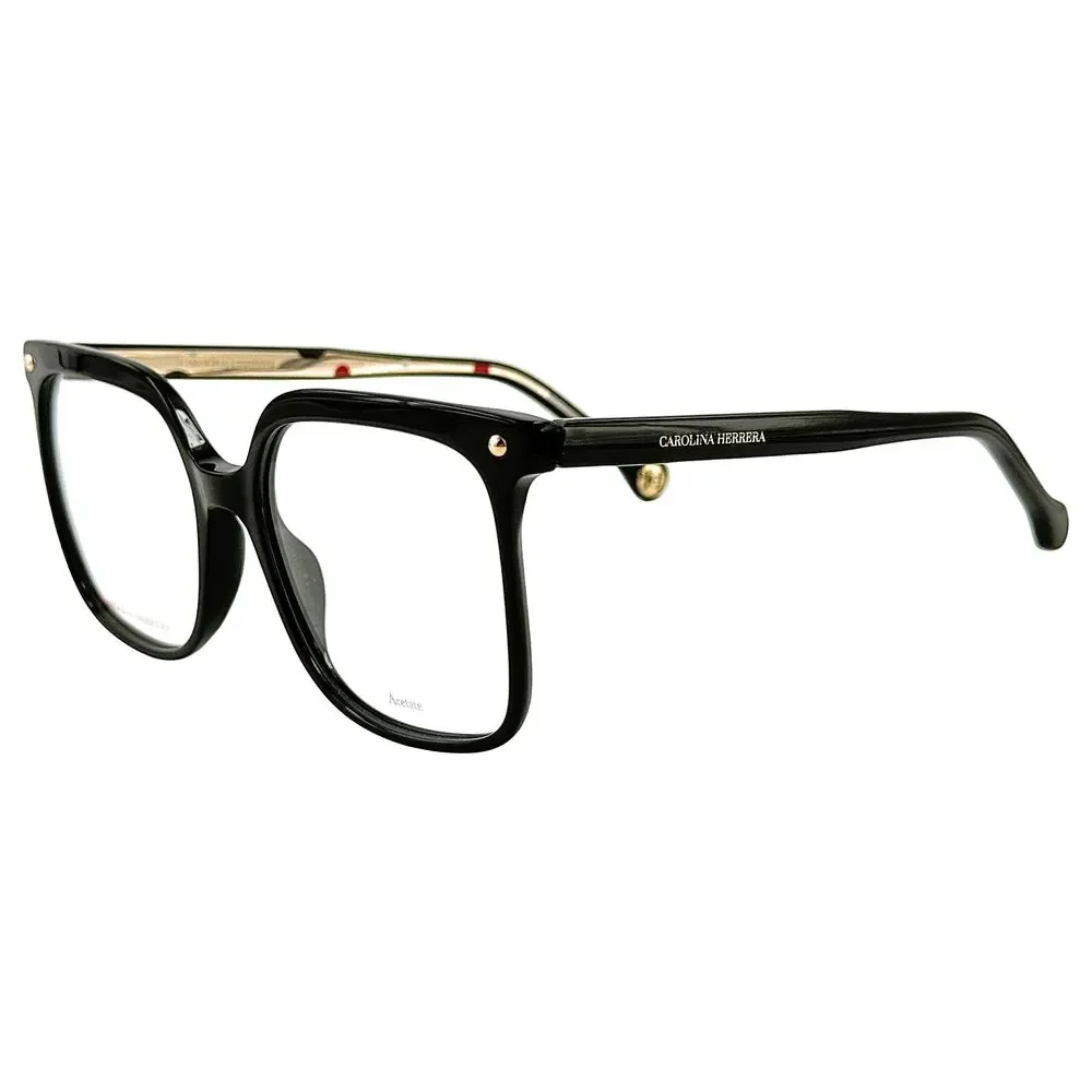 Carolina Herrera CH0011 Womens Plastic Eyeglass Frame 807 Black 54-17 w Case